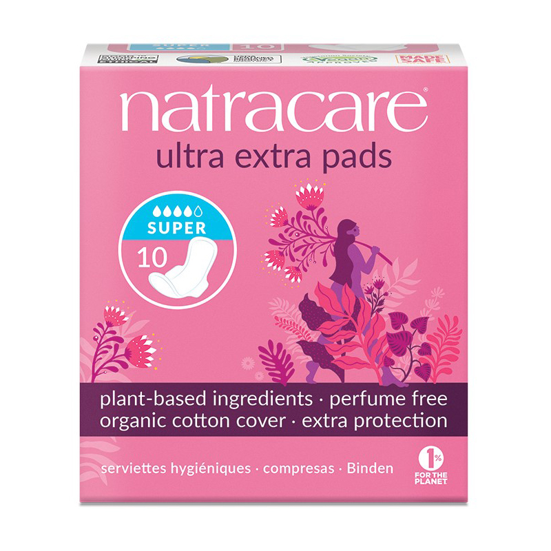 Natracare Absorbante cu aripioare Ultra Extra Super, 4 picături – 10 bucăți