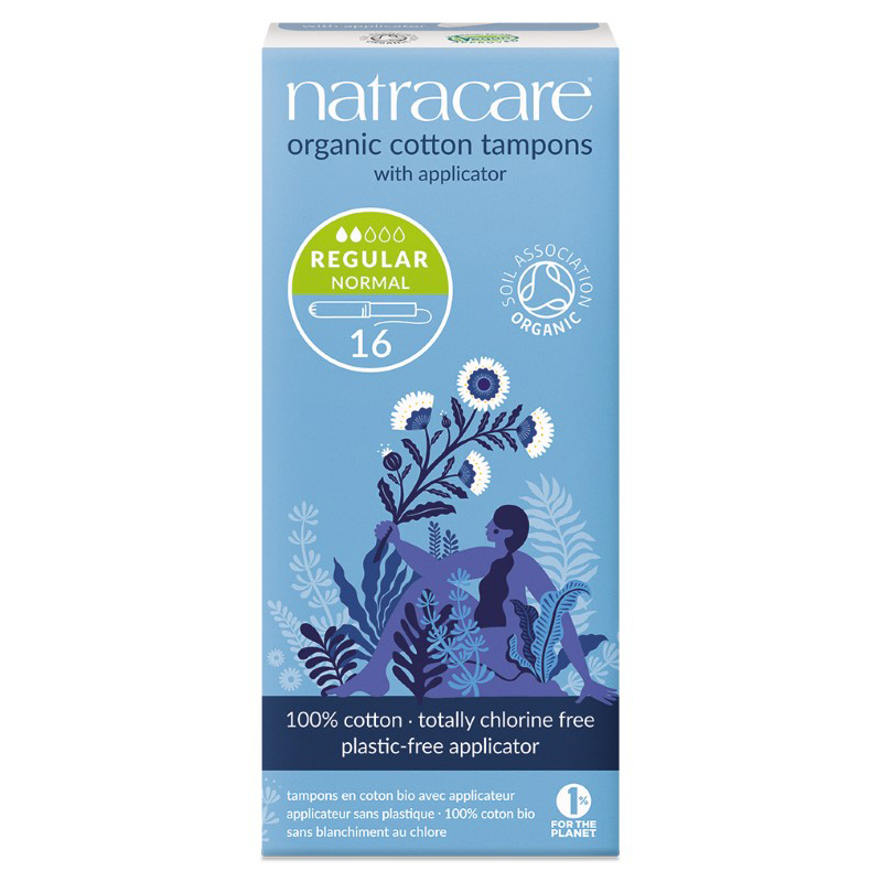 Tampoane igienice cu aplicator Natracare Regular, 2 picături – 16 bucăți