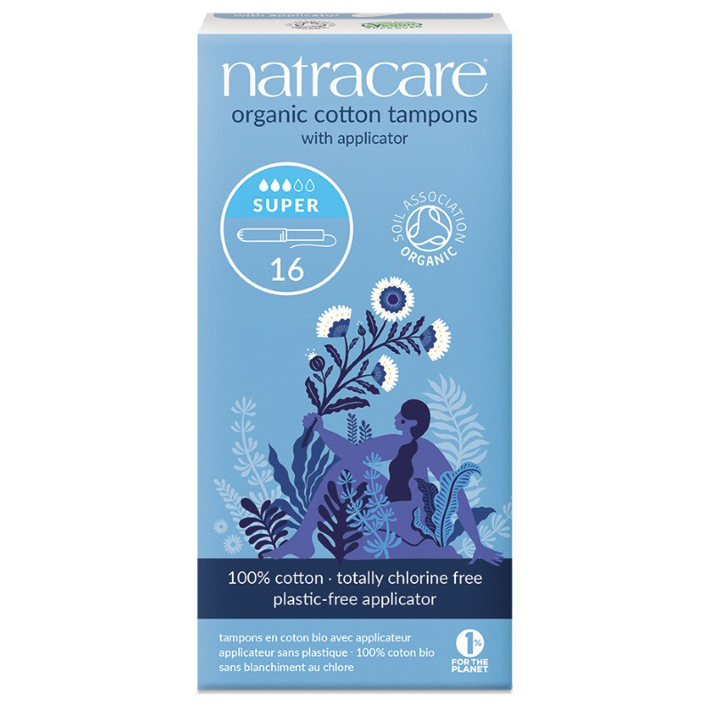 Natracare Tampoane Super cu aplicator, 3 picături – 16 bucăți