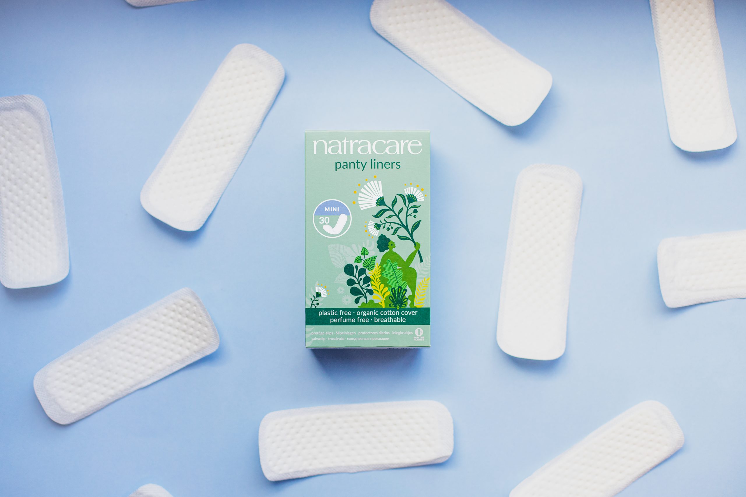 Natracare, Protej-slip Mini cu suprafață din bumbac organic, 30 bucăți