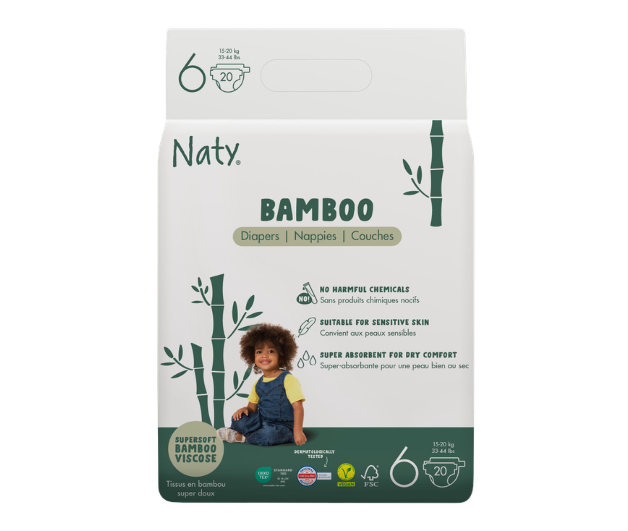 Scutece ecologice Bambo Nature, mărimea 6 (16+ kg) – 20 bucăți