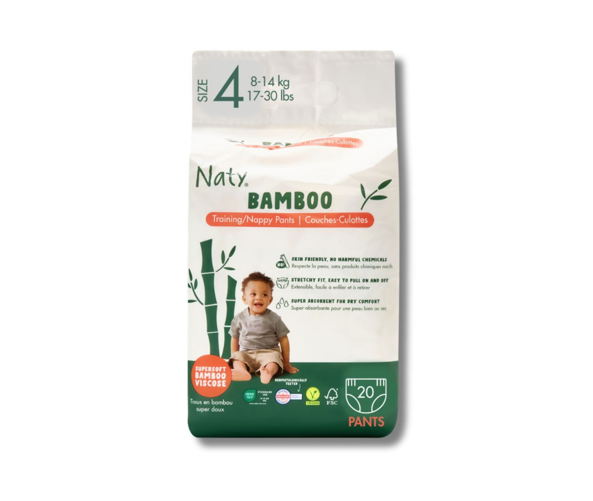 Chiloței de antrenament Naty Bamboo Viscose, mărimea 4 – 20 bucăți