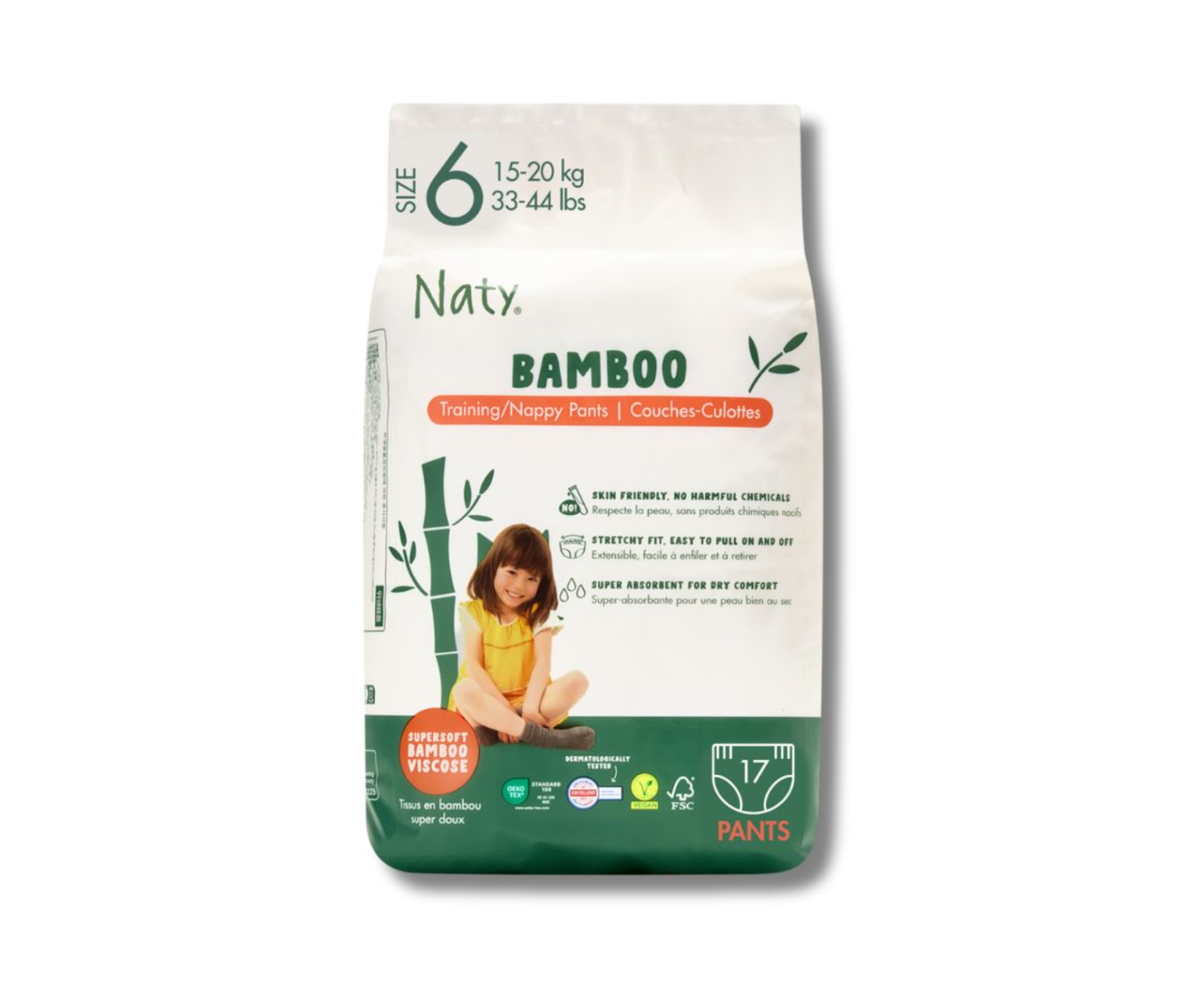 Chiloței absorbanți Naty Bamboo Pull-On Pants, mărimea 6 – 17 bucăți