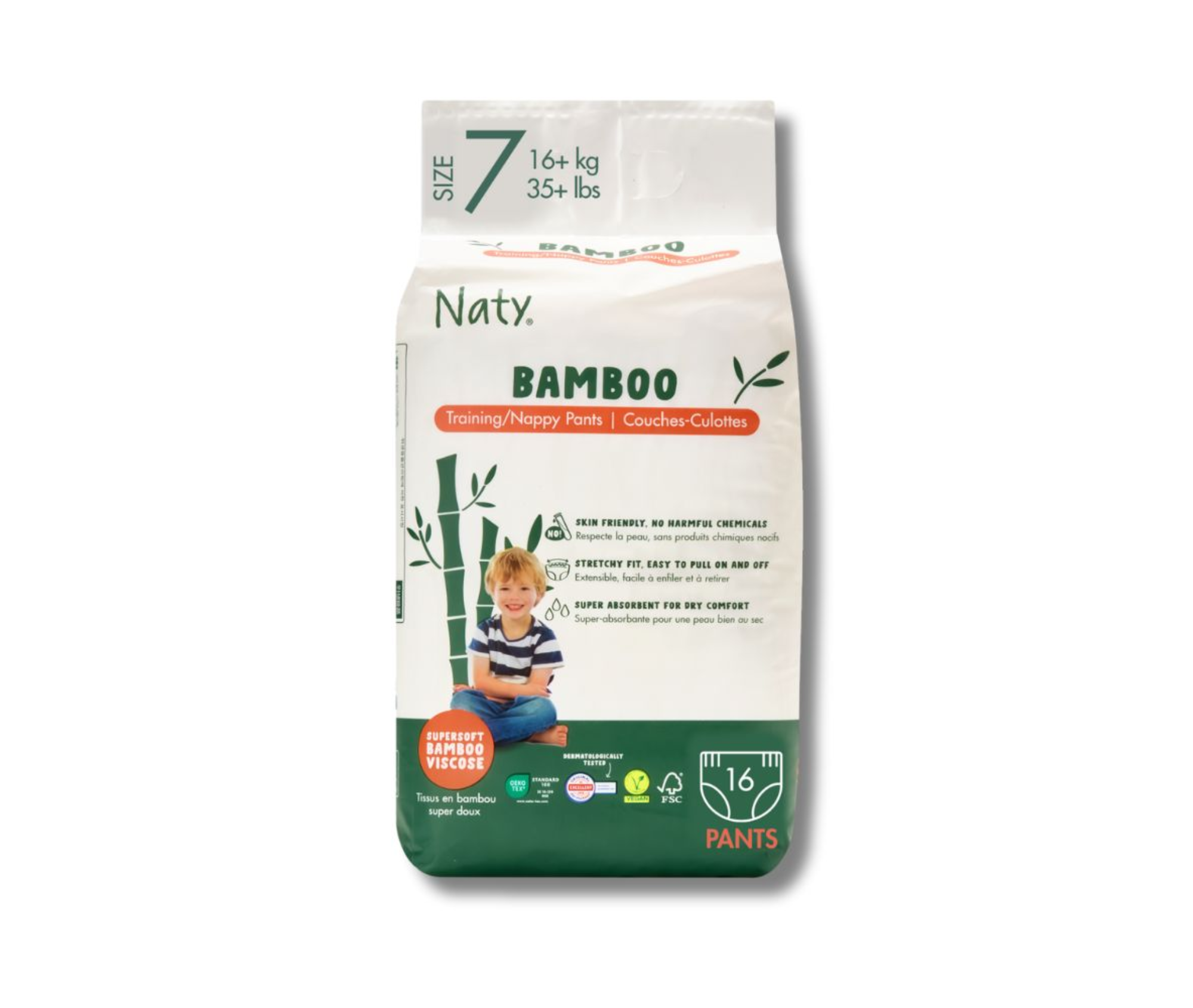 Chiloței de antrenament Naty Bamboo Viscose, mărimea 7 – 16 bucăți