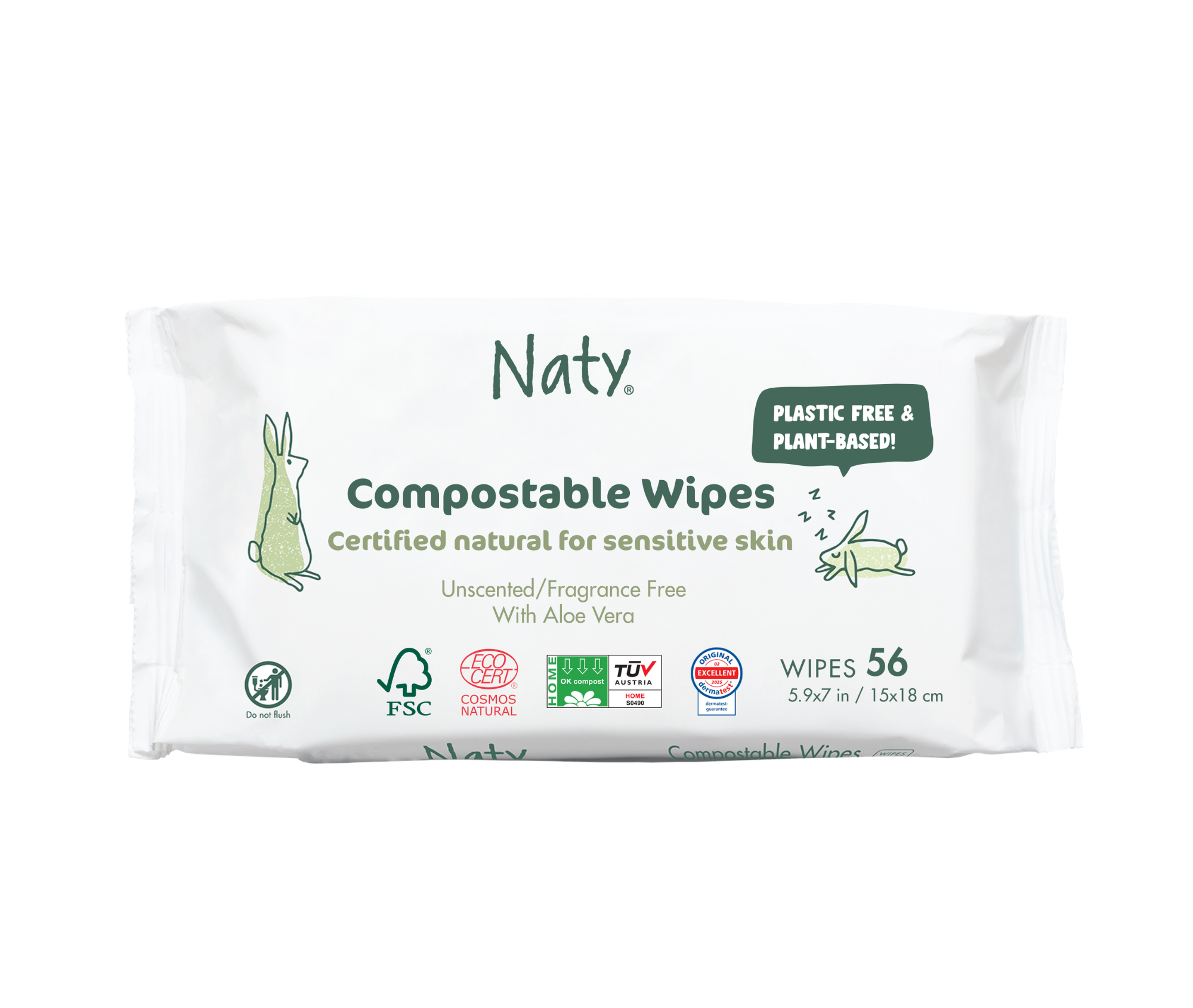 Șervețele umede organice pentru bebeluși Eco by Naty cu aloe vera – 56 bucăți