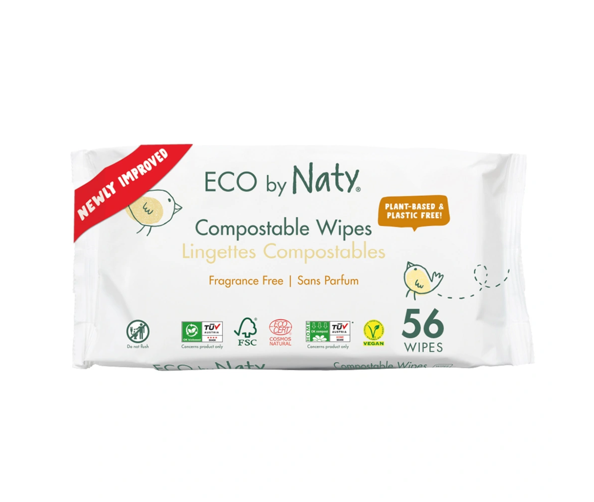 Șervețele umede organice pentru copii Eco by Naty, fără parfum, 56 buc.