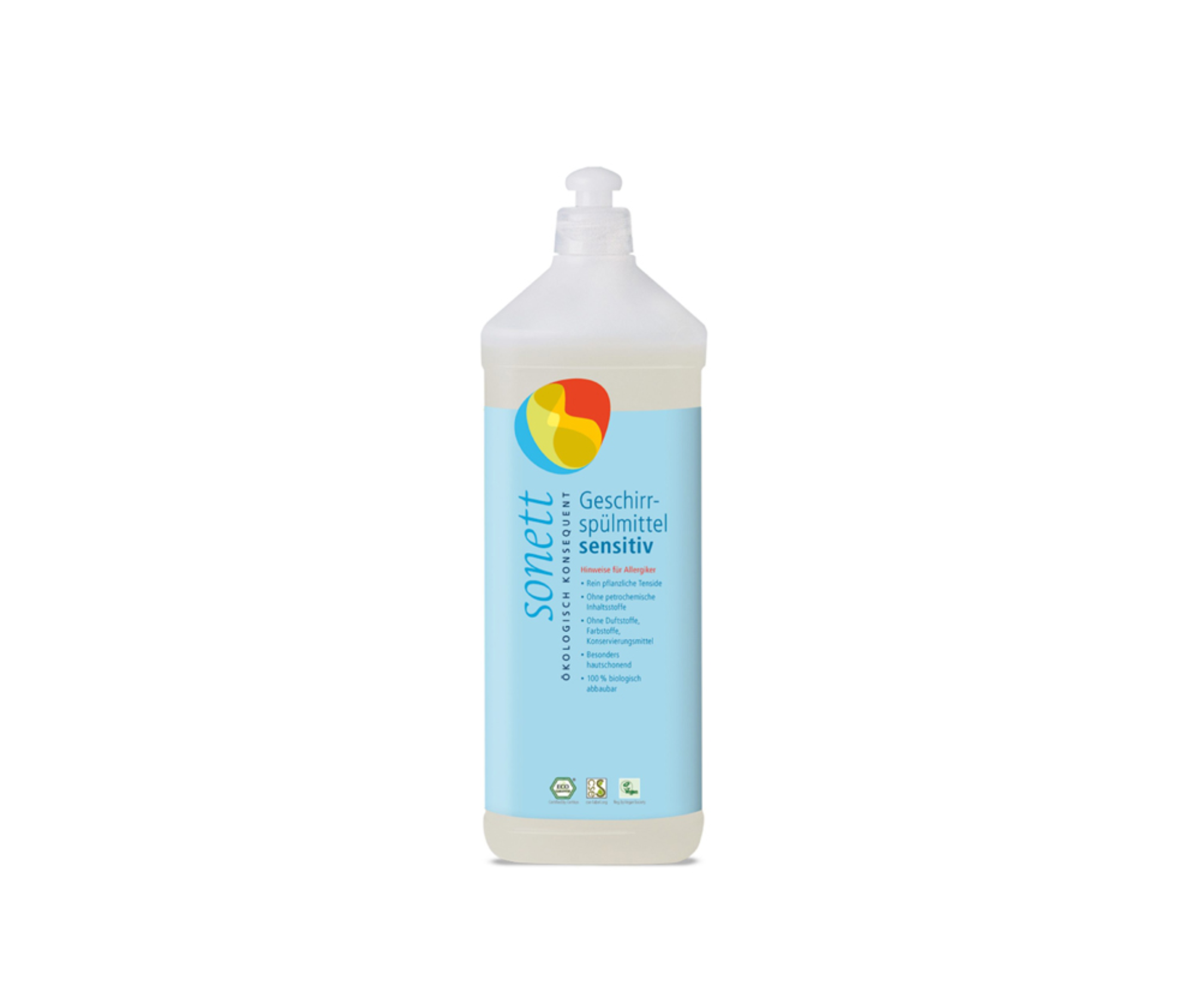 Detergent organic pentru spălarea vaselor Sonett, gama Neutral, concentrat, 1 L