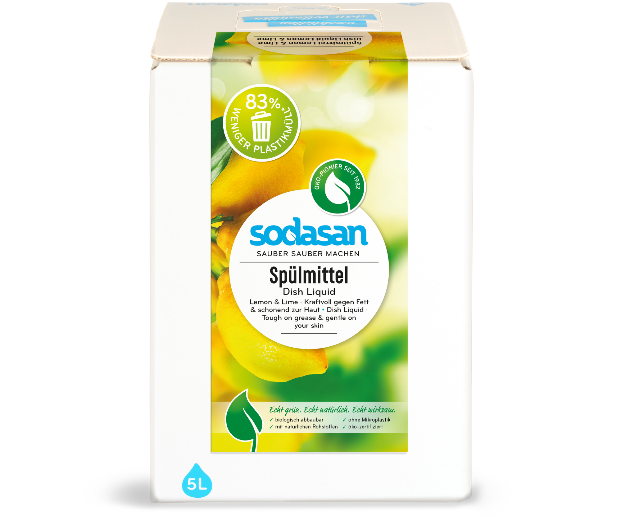 Detergent de vase cu lămâie și lime SODASAN, 5 l