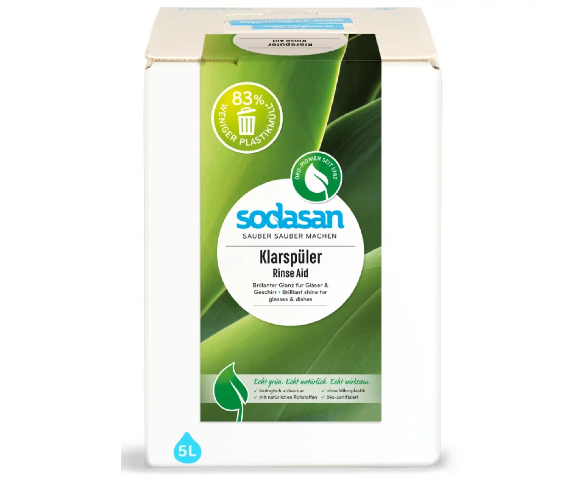 Soluție de clătire pentru mașina de spălat vase Bio Sodasan, 5 L