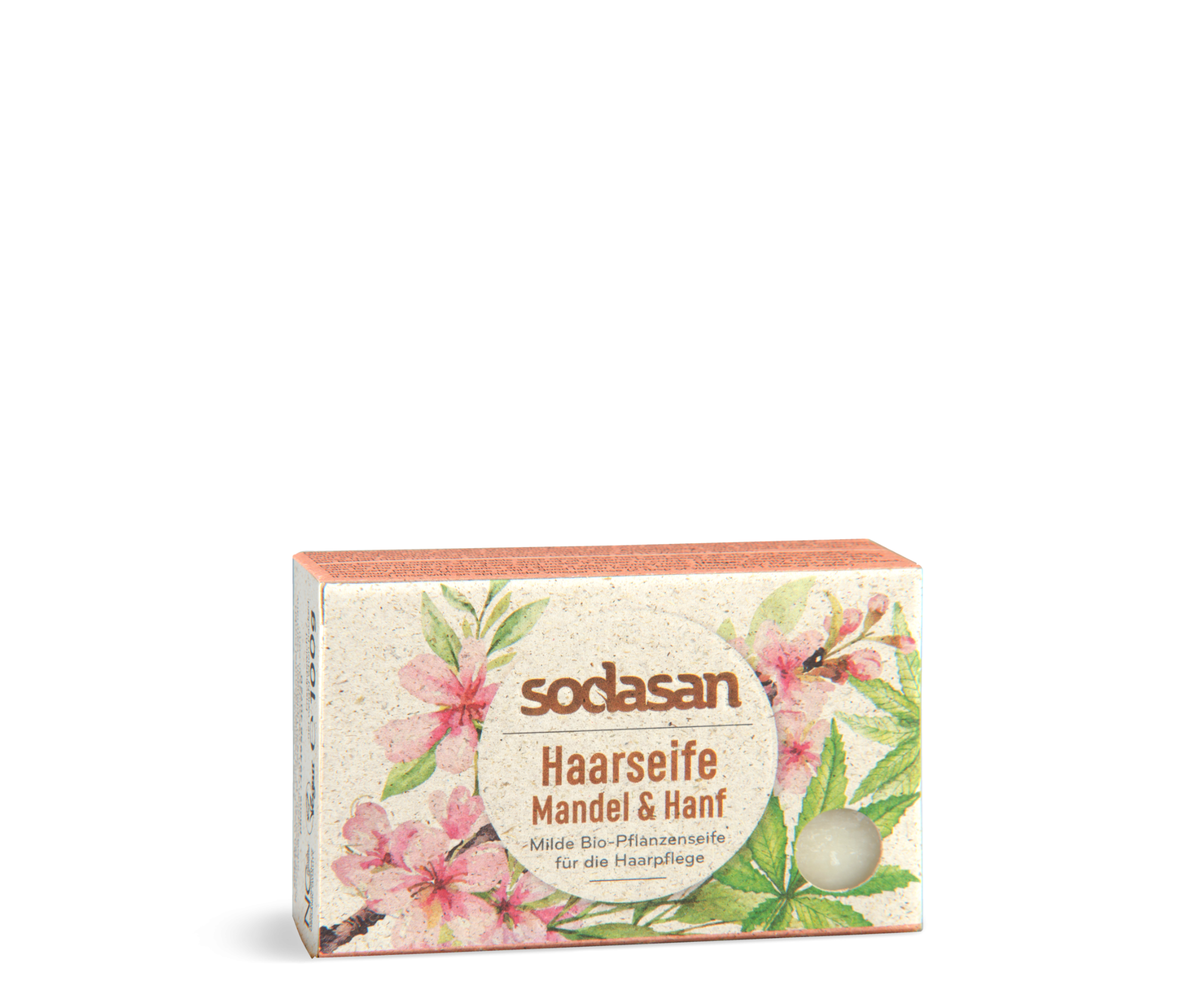 Șampon solid organic pentru păr SODASAN cu migdale și cânepă, 100 g