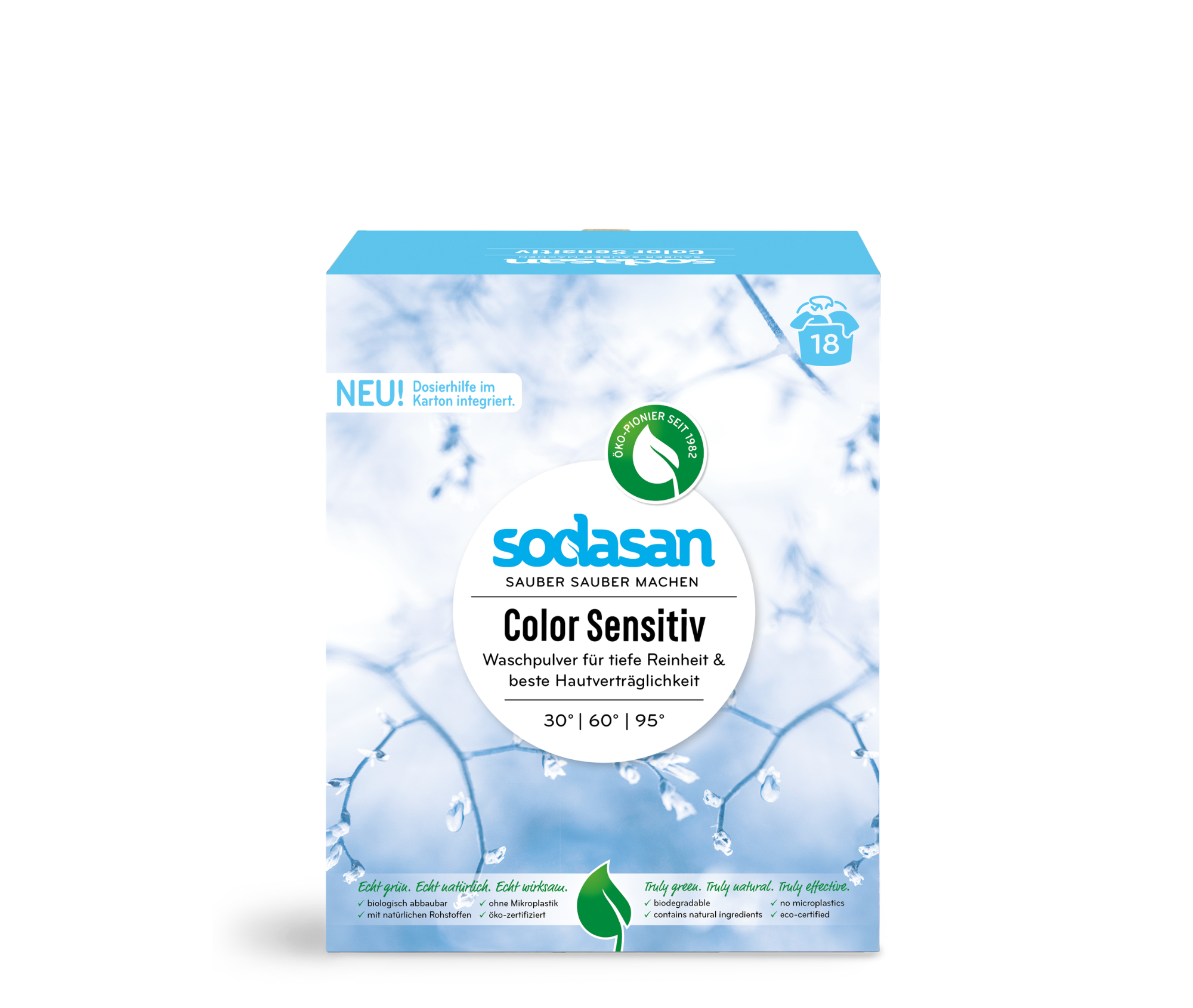 Detergent pudră SODASAN pentru piele sensibilă, destinat țesăturilor colorate, concentrat, 1,01 kg